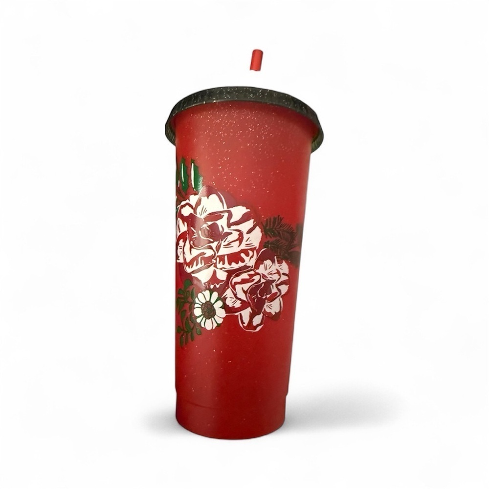 Starbucks Red Floral Reusable Cold Cup 16 oz